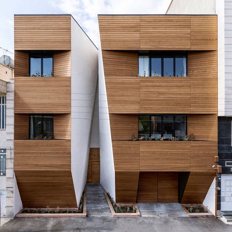 Architecture Cool, Wood Facade, Iranian Architecture, Modern Architecture Design, Architect Design House, Wood Cladding, Architecture Magazines, Timber Cladding, Architecture Exterior