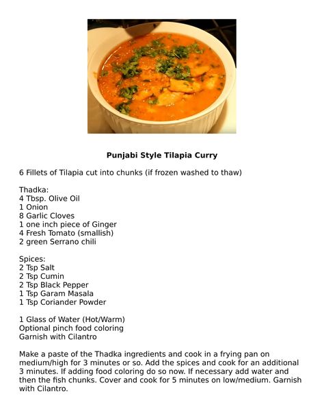 Punjabi Style Tilapia Curry Tilapia Curry, Punjabi Recipes, Meat Meals, Punjabi Style, Chili Spices, Punjabi Food, Desi Food, Vegetarian Meals, Indian Recipes