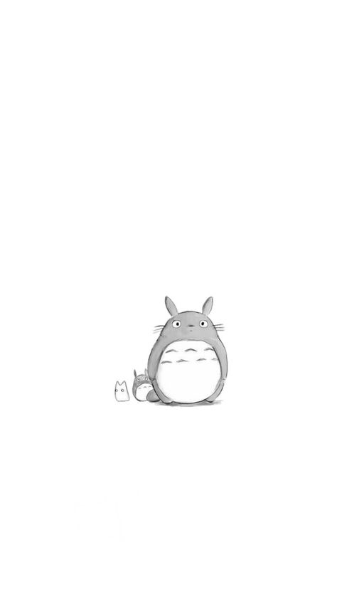 Black And White Ghibli Wallpaper, Totoro White Background, Totoro Wallpaper, Totoro Drawing, White Totoro, Totoro Art, White Wallpaper For Iphone, Kawaii Cat Drawing, Cute Wallpapers For Ipad