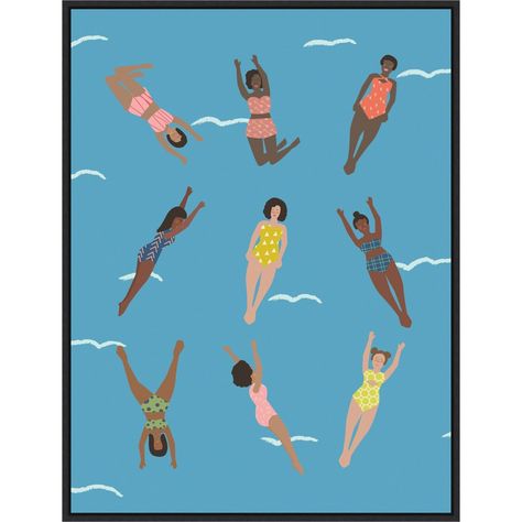 Find the best Canvas Art for your project. We offer the Swimmers by Queenbe Monyei 23-in. W x 30-in. H. Canvas Wall Art Print Framed in Black for $82.99 with free shipping available. People Swimming, Colorful Swimwear, Pink Blue Yellow, Madison Wi, Yellow And Green, Framed Canvas Wall Art, Solid Surface, Coastal Style, Beach Art