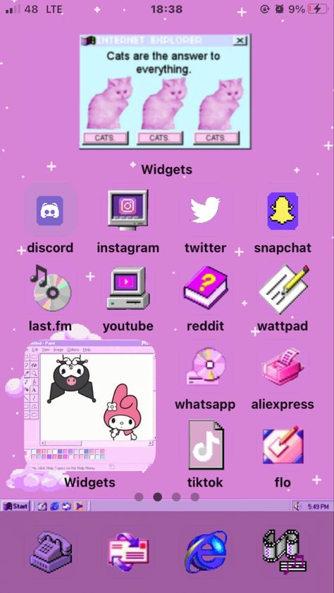 2000s Phone, Homescreen Organization, Lockscreen Background, Lockscreen Ios, Iphone Themes, Ios App Iphone, Windows 98, Widget Design, Themes App