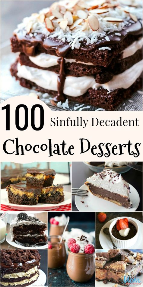 Different Desserts, Chocolate Deserts, Decadent Chocolate Desserts, Best Chocolate Desserts, Oreo Dessert, Chocolate Dessert Recipes, S'mores, Decadent Chocolate, Chocolate Treats