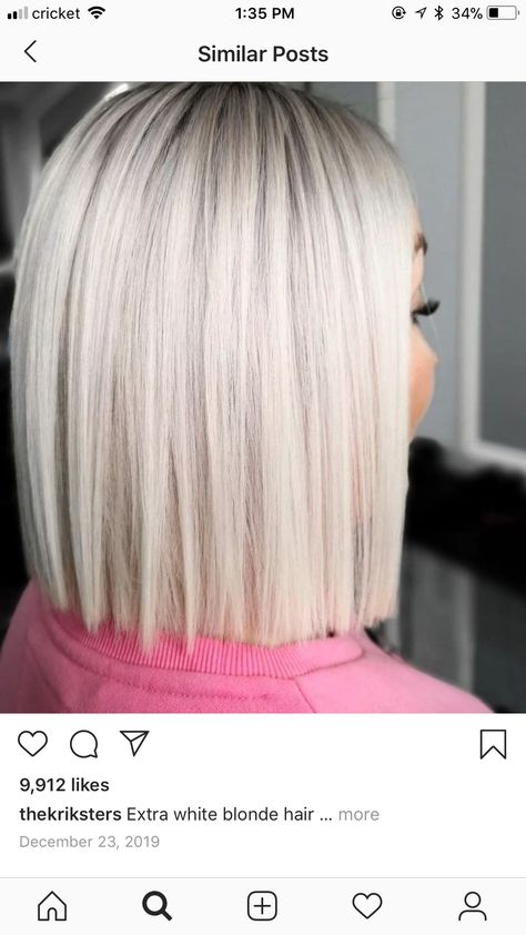 Long Bob Hairstyles For Fine Hair 2023, Platinum Bob Hairstyles, Ice Blonde Bob, Icy Blonde Bob, Balayage Bob Hair, Platinum Blonde Bob, Cool Blonde Hair Colour, Ice Blonde Hair, Silver Blonde Hair