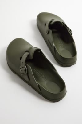 The iconic Boston by Birkenstock, updated to feature a comfortable rubber upper. Features an open-heel design with an adjustable buckle at the strap, finished with a padded footbed that offers long-lasting cushioning with high rebound capacity. **Content + Care** \- EVA \- Wipe clean | Birkenstock Boston Khaki EVA Clogs - Khaki UK 6 at Urban Outfitters Heel Design, Open Toed Heels, Birkenstock Boston, Designer Heels, Birkenstock, Clogs, Boston, Urban Outfitters, Long Lasting