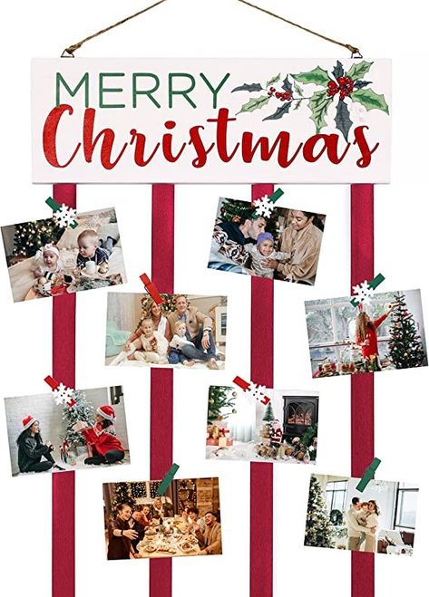 No Hassle Holiday Decorating Ideas For When You Don't Feel Like Decorating Doors Hallway, Christmas Card Holder, Christmas Card Display, Tray Decor Christmas, Wall Christmas Tree, Beautiful Christmas Cards, Christmas Scents, Picture Holders, Card Organizer