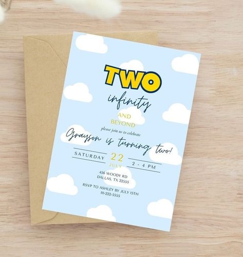 Two Infinity And Beyond Birthday Invite, Two Infinity And Beyond Birthday, Beyond Birthday, Combined Birthday Parties, 2nd Birthday Party Themes, 2nd Birthday Invitations, Toy Story Party, 2nd Birthday Parties, Say Something