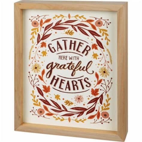 Home Decor Gather Here Box Sign Wood Fall Greatful 109910, 1 - Fred Meyer House Decor Fall, Blackboard Sign, Fall Craft Projects, Autumn 23, Fall Mantle, Sign Inspiration, Thrift Flips, Glow Forge, Church Signs