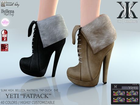 -KC- YETI BOOTS - SLINK, MAITREYA, BELLEZA, TMP, EVE, SL AVATAR Yeti Boots, Group Gifts, Moon Boots, Fur Boots, The Sims 4, Second Life, Moda Fashion, The Sims, Sims 4