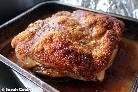 Sarah Cooks: The Best Roast Pork Shoulder and my tips for perfect crackling... Pork Shoulder Recipes Oven, Pork Shoulder Oven, Best Roast Pork, Roasted Pork Shoulder Recipes, Pork Shoulder Picnic Roast, Pork Shoulder Picnic, Perfect Roast Pork, Roast Pork Shoulder, Picnic Roast