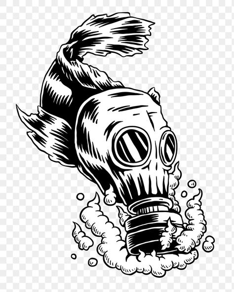 Water Pollution Drawing, Gas Mask Drawing, Polluted Water, Mask Drawing, Water Illustration, Contaminated Water, Fish Illustration, Water Pollution, Water Ocean