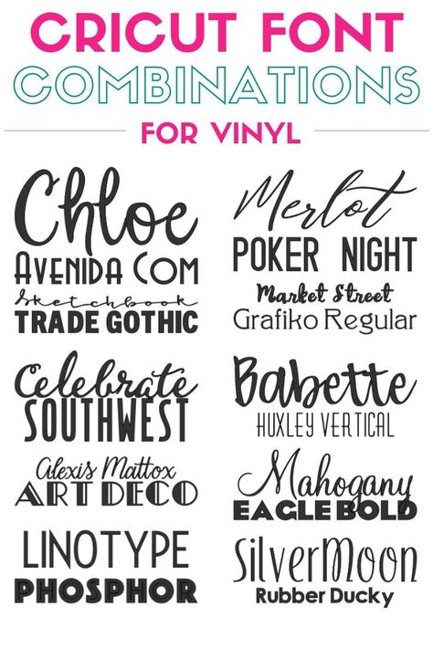 Looking for a quick reference of the best Cricut Font Combinations for Vinyl? Here are some of my very favorites so you can craft with confidence! #thecraftyblogstalker #fonts #cricutfonts #fontcombinations #cricutcreated #handmade Font Duos Free, Cricut Font Pairing, Most Popular Cricut Fonts, Cricut Font Combinations, Cricut Access Fonts, Free Fonts For Cricut, Writing Fonts, Popular Fonts, Design Blogs