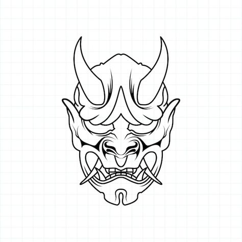 Oni Demon Mask, Mask Coloring Page, Oni Maske, Crocodile Tattoo, Oni Mask Tattoo, Simple Tats, Brain Tattoo, Draw Water, Demon Mask