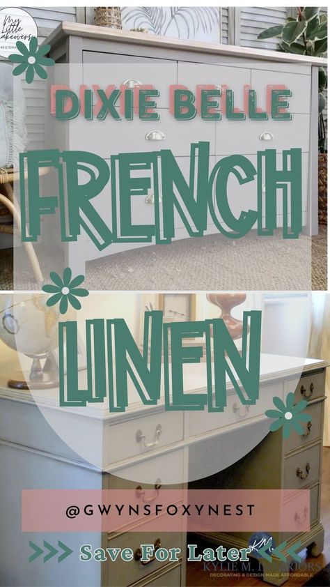 Dixie Belle French Linen Chalk Paint Vs Annie Sloan French Linen Chalk Paint Furniture, Chalk Painted Sideboard, French Linen Chalk Paint, Chalk Paint Ideas, Annie Sloan French Linen, Annie Sloan Paint Colors, Belle French, Chalk Paint Dresser, Vintage Furniture Makeover