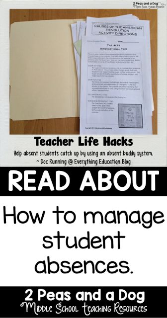 Manage student absences with the absent buddy system. A great classroom management idea. Middle School History Activities, Social Studies Activities Middle School, Middle School Geography Lessons, Middle School Writing Activities, Middle School Reading Activities, Middle School Geography, Buddy System, Middle School Science Activities, Absent Students