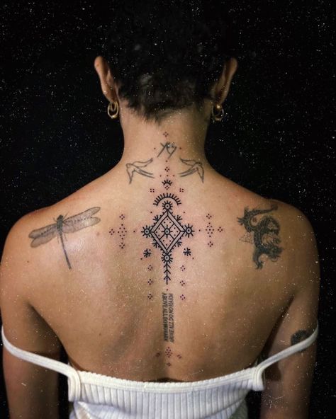 Zoe Kravitz Tattoos, Berber Tattoo, Buddhist Tattoo, Zoe Kravitz, Real Tattoo, Black Ink Tattoos, Back Tattoos, Creative Tattoos, Pretty Tattoos