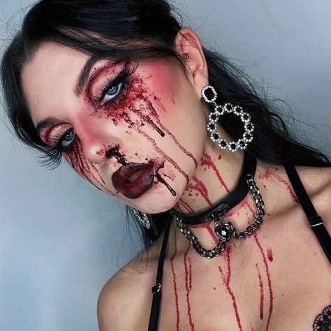 Maquillage Halloween Vampire, Fall Makeup Ideas, Fest Smink, Halloween Glam, Silvester Make Up, Halloween Makeup Clown, Halloweenský Makeup, Scary Clown Makeup, Kostuum Halloween