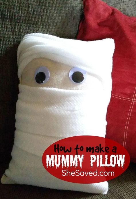 Make your own Mummy Pillow for quick and easy Halloween decor! Mummy Pillow, Easy Halloween Decor, God Cross, Halloween Arts And Crafts, Easy Halloween Decorations, Girls Sister, Halloween Decorating, Scary Halloween Decorations, Homemade Halloween