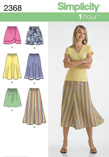 Simplicity 2368  View C = 1.7 m Simplicity Skirt Patterns, Flared Skirt Pattern, Long Skirt Pattern, Maxi Skirt Pattern, Sewing Patterns Skirt, Skirt Patterns, Plus Size Sewing Patterns, Women's Sewing Pattern, Skirt Sewing Pattern