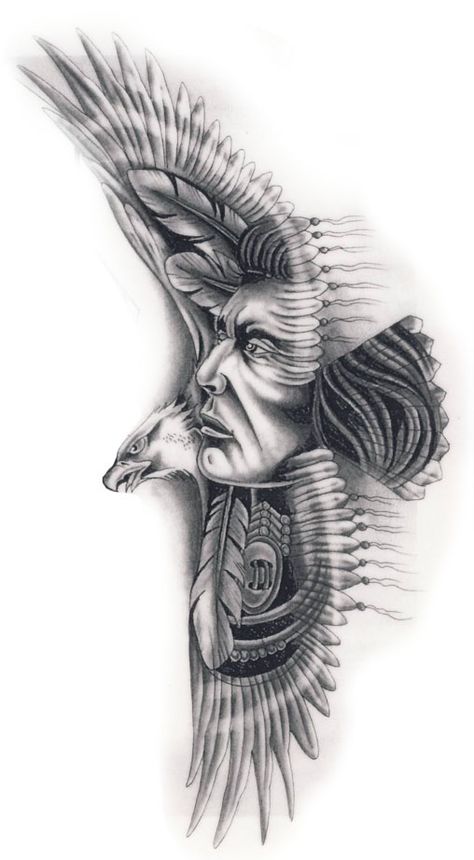 Native American Tattoos Apache, Native Feather Drawing, Indian Warrior Drawing, Native American Tattoo Designs Men, Sioux Indian Tattoo, Native Eagle Tattoo, Indian Eagle Tattoo, Native Warrior Tattoo, Native Tattoo For Men