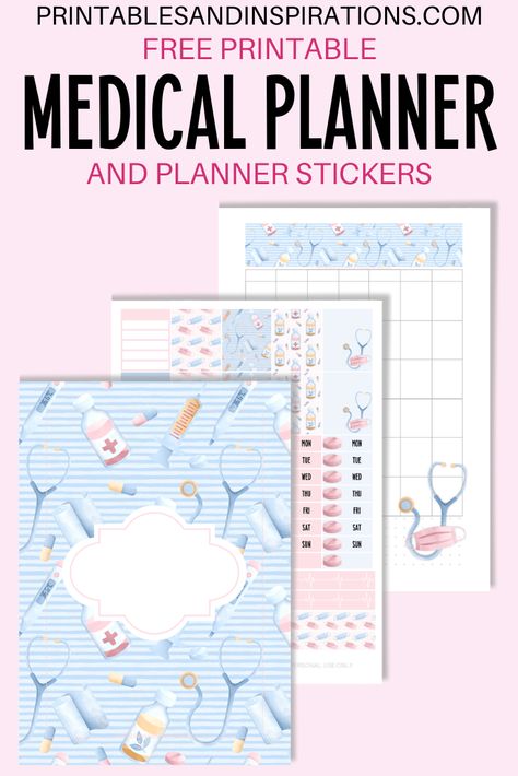 Medical Theme Planner - Free Printable Bullet Journal - Printables and Inspirations Doctor Appointment Planner Stickers Free, Medical Planner Free Printables, Medical Stickers Free Printable, Medical Organization, Medical Printables, Printables Design, Medical Planner, Free Printable Monthly Planner, Planner Free Printable