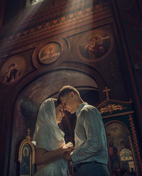 Orthodox Couple Aesthetic, Orthodox Girl Aesthetic, Catholic Couple Aesthetic, Orthodox Couple, Modest Couple, Catholic Couple, Christian Imagery, Catholic Veil, Forest Theme Wedding