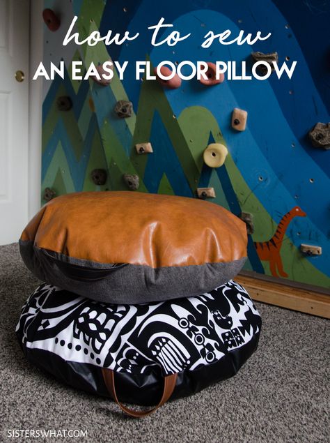 How to Sew a Floor Pillow - Sisters, What! Diy Pillow Chair, Diy Floor Pillow, Floor Cushions Diy, Big Floor Pillows, Reading Cushion, Cushions Diy, Large Floor Pillows, Halloween Sewing, Pillow Tutorial