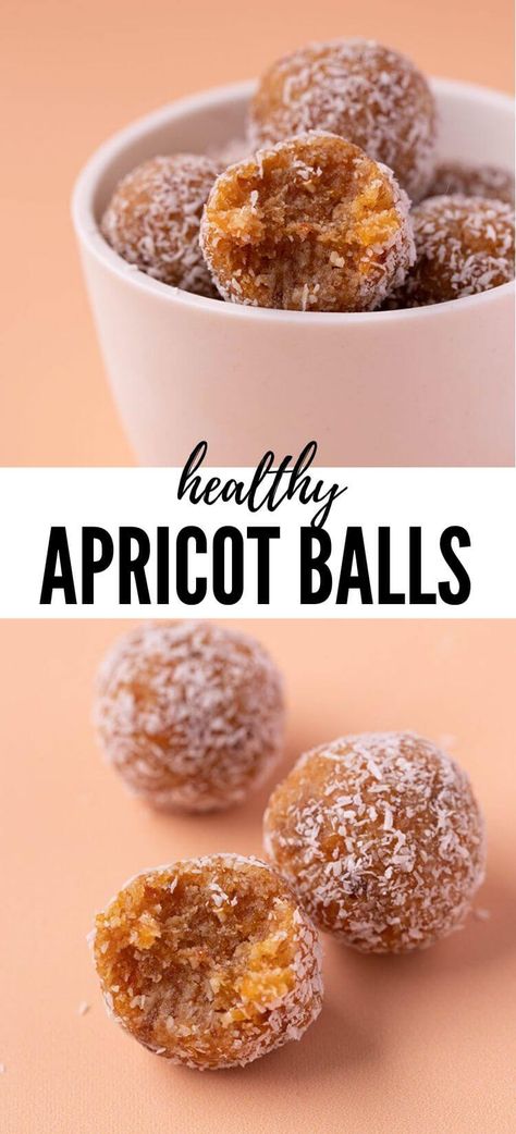 Recipe With Biscuits, Apricot Balls, Apricot Recipes, Energy Ball Recipe, Sweet Snacks Recipes, Balls Recipe, Almond Recipes, Healthy Sweets, Healthy Treats