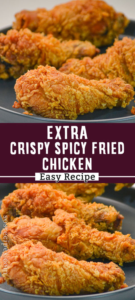 I guarantee this Extra Crispy Spicy Fried Chicken recipe is gonna be a hit in your home. Who doesn’t love a chicken dish for a work night or a friend’s potluck? This recipe is going to become your go-to. Best Spicy Fried Chicken Recipe, Fried Chicken Recipe Spicy, Crispiest Fried Chicken, Fry Chicken Recipes, Southern Buttermilk Fried Chicken, Extra Crispy Fried Chicken, Fried Chicken Tenders Recipe, Crispy Shredded Chicken, Chinese Fried Chicken