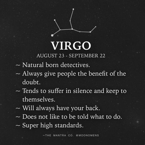 Moon Omens on Instagram: “VIRGO : This hardworking, detail-oriented, and critical sign is represented by the Virgin for its pure and discriminating nature. Observant…” Virgo Birthday Quotes, September Birthday Quotes, Virgo Szn, Virgo Emotions, Virgo Stuff, Moon Omens, Virgo Man, How To Control Emotions, Virgo Personality