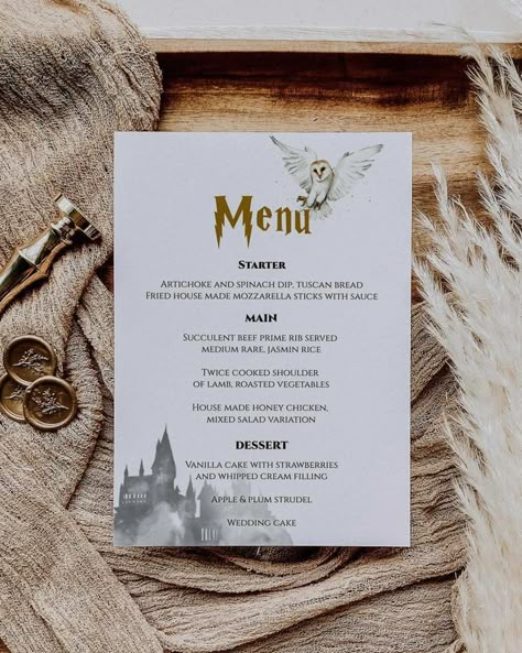 Wedding Invites Harry Potter, Harry Potter Wedding Menu, Harry Potter Wedding Invites, Wedding Harry Potter Theme, Hogwarts Wedding Ideas, Invitation Harry Potter, Harry Potter Wedding Invitations, Boda Harry Potter, Harry Potter Theme Wedding