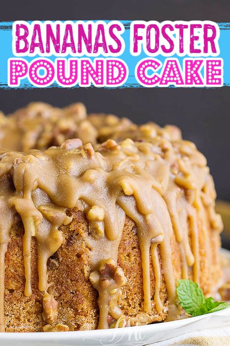 Restaurant Cake Recipes, Banana Pound Cake Recipes, Banana Pudding Pound Cake, 3 Ingredients Recipes, Bananas Foster Cake, Banana Foster Recipe, Restaurant Desserts, Spanakopita Recipe, Cake Flour Substitute