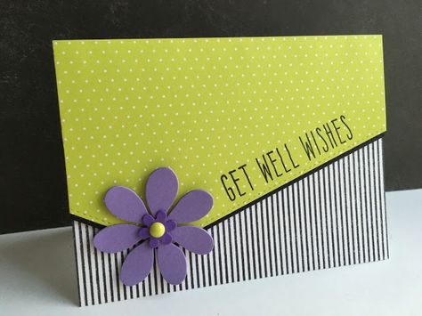 Dots and Stripes Get Well Wishes Handmade Cards With Stripes, Simple Get Well Cards Handmade, Get Well Diy Cards, Get Well Cards Handmade Cute Ideas, Handmade Get Well Cards, Homemade Get Well Cards, Get Well Card Ideas, Handmade Get Well Soon Cards, Get Well Cards Handmade