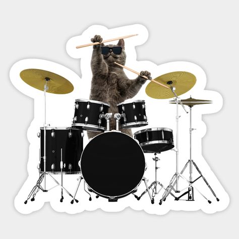 Features a funny cat wearing sunglasses and playing the drums. This cool kitty design makes a great gift for musicians, music lovers and fans of the snare and bass drum. Perfect for the next jazz or rock concert, whether you're on stage with the band or in the audience. -- Choose from our vast selection of stickers to match with your favorite design to make the perfect customized sticker/decal. Perfect to put on water bottles, laptops, hard hats, and car windows. Everything from favorite TV show Concert Stickers, Cat Band, Cat Wearing Sunglasses, Playing The Drums, Playing Drums, Cats Playing, The Drums, Jack Rabbit, How To Play Drums