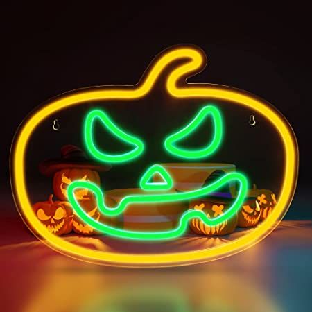 AmazonSmile : Halloween Pumpkin Neon Sign - IMEGINA Dimmable Neon Signs for Wall Decor 15.7x15.4 Inch, USB Powered LED Neon Light for Bedroom Party Decor Kids Game Room Bar, Orange : Tools & Home Improvement Cheap Neon Signs, Neon Lights Bedroom, Vintage Marquee Sign, Vintage Wedding Signs, Vintage Marquee, Game Room Bar, Neon Wall Signs, Neon Sign Shop, Love Neon Sign