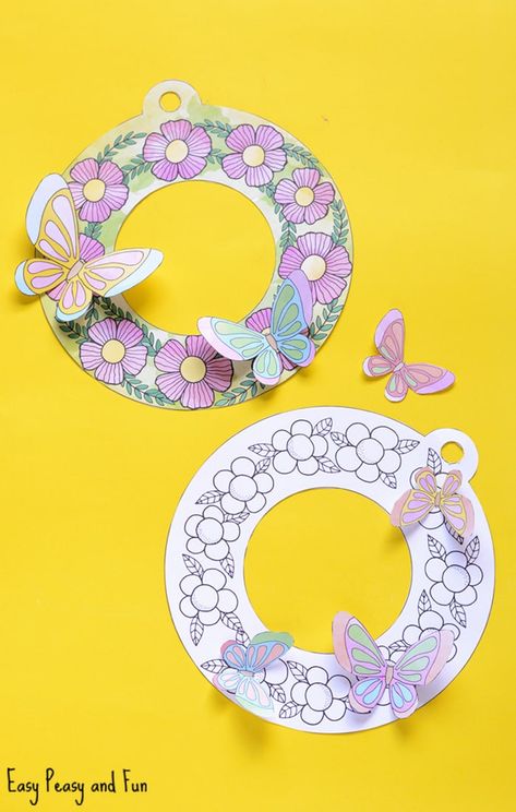 Sustainable Crafts, Spring Arts And Crafts, Spring Flower Crafts, Spring Flowers Background, Spring Flower Wreath, Paper Flower Wreaths, April Crafts, Fun Summer Crafts, Spring Crafts For Kids