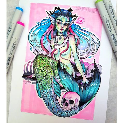 SWIPE FOR MORE ➡💕 one of my wonderful followers suggested that I draw a Siren and I immediately got an idea in my head! I am really happy… Goth Mermaid Drawing, Full Body Drawings, Witch Pics, Goth Mermaid, Mermaid Drawing, Copic Drawings, Alien Girl, Mermaid Drawings, Dark Art Drawings