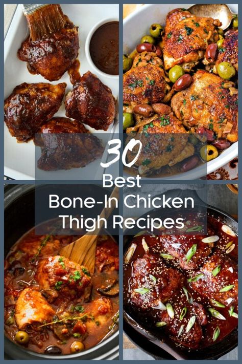 Dinner Party Entrees, Easy Baked Chicken Thighs, Honey Baked Chicken, Chicken Thighs Dinner, Bone In Chicken Recipes, Oven Baked Chicken Thighs, Bbq Chicken Thighs, Braised Chicken Thighs, Bone In Chicken Thighs