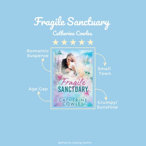 Fragile Sanctuary Tropes: ✨Grumpy/Sunshine ✨Small Town ✨Age Gap ✨Romantic Suspense Fragile Sanctuary Catherine Cowles, Fragile Sanctuary, Age Gap Romance Novels, Groveling Romance Books, Grumpy Sunshine Books, Catherine Cowles, Frances Hodgson Burnett Books, Grumpy Sunshine, Age Gap