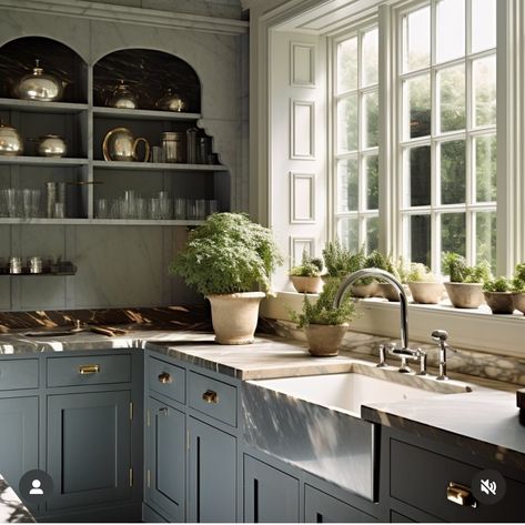 French Grey Farrow And Ball Kitchen, French Gray Kitchen, French Grey Farrow And Ball, Farrow And Ball Kitchen, Baking Station, Dreamy Kitchens, French Gray, Gray Kitchen, Farrow And Ball