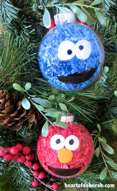 DIY Kid's Made Ornaments Inspired By Our Favorite Cartoon Characters. A fun Christmas craft for kids. Sesame Street Ornaments, Fun Christmas Crafts, Easy Christmas Crafts, Christmas Ornaments Homemade, Craft For Kids, Noel Christmas, Fun Christmas, Christmas Crafts For Kids, Cookie Monster