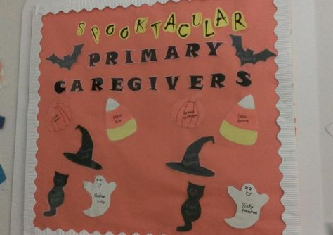 Halloween Primary Caregivers Board: Spooktacular Primary Caregivers Baby Activities, Infant Activities, Kids Activities, Caregiver, Bulletin Boards, Bulletin Board, Activities For Kids, Art Projects, How To Plan