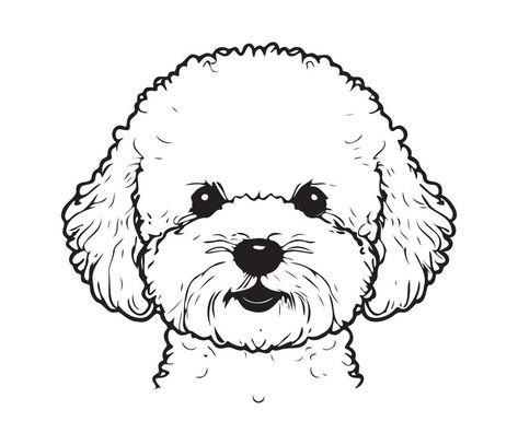 Bichon Frise Face, Silhouette Dog Face, black and white Bichon Frise vector Bichon Frise Drawing Easy, Bichon Drawing, Bichon Tattoo, Bichon Frise Tattoo, Poodle Outline, Bichon Frise Drawing, Bichon Frise Art, Dog Face Drawing, Poodle Tattoo