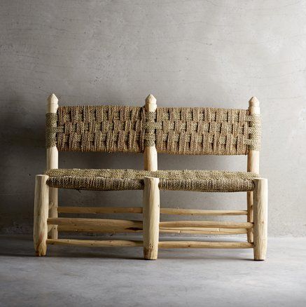 Small Wooden Bench, Woven Chair, Diy Bench, Diy Sofa, Home Organisation, Amber Interiors, Wooden Bench, Tropical Decor, Banquette