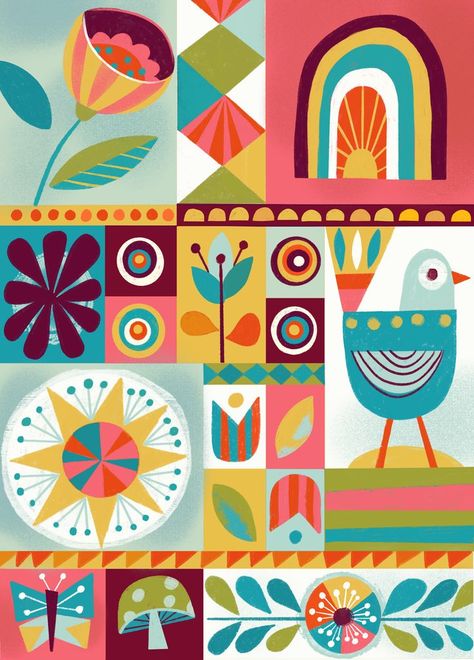 Illustration Bird, Lisa Congdon, Pattern Design Inspiration, Design Mandala, Folk Art Flowers, Illustration Blume, Scandinavian Folk Art, Spring Is In The Air, Arte Sketchbook