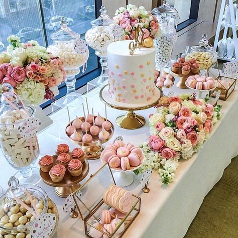 #Repost @candybuffetsbydesign @edgehousedesign ・・・ #prettyinpink vibes..... a little inspiration from Katrina’s Baby Shower last year.… | Instagram Coquette Dessert Table, Wedding Dessert Table Ideas Simple, Bridgerton Dessert Table, Vintage Wedding Candy Bar, Coquette Party, Bridal Shower Desserts, Baby Shower Dessert Table, Candy Bar Wedding, Baking Goods