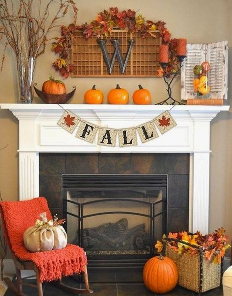 Whether you’re in the mood for classic and timeless fall mantel ideas or something more chic and modern, there is truly something for everyone. #fireplace #mantelideas #decor #fall #southernliving Fall Fireplaces, Fall Fireplace Mantel, Cozy Fall Living Room, Fall Mantle Decor, Fall Fireplace, Mantel Design, Easy Fall Decor, Fall Mantle, Fall Living Room Decor