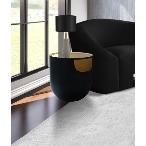 Willa Arlo Interiors Nerissa Abstract End Table | Wayfair Gold End Table, Black End Tables, Glass Top End Tables, Contemporary End Tables, Metal End Tables, Black Side Table, End Table Sets, Meridian Furniture, Living Room End Tables