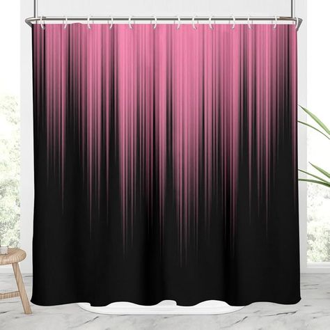 Amazon.com: AAtter Pink and Black Shower Curtain Ombre Abstract Gradient Girls Girly Cute Preppy Designer Women Teen Glam Two Tone Modern Art Unique Aesthetic Funny Home Bathroom Decor Bathtub Set, 72x72, Fashion : Home & Kitchen Pink And Black Bathroom Ideas, Black And Pink Bathroom Ideas, Blush Pink Bathroom Decor, Vivid Background, Pink And Black Bathroom, Apartment Shopping, Ombre Shower Curtain, Home Bathroom Decor, Black Shower Curtain