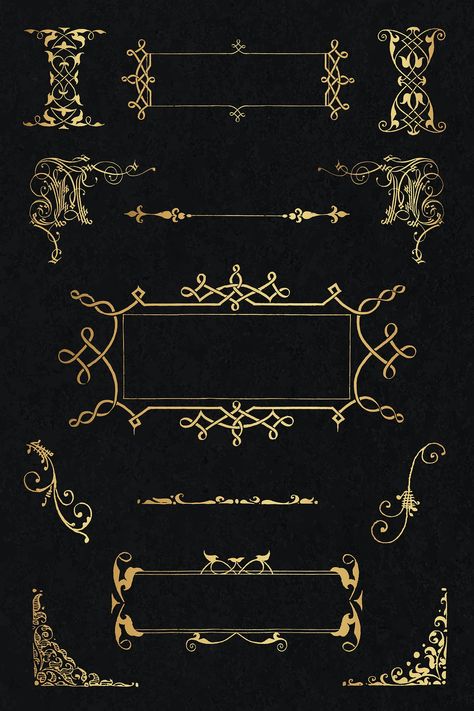 Vintage Victorian frame border vector ornament collection, remix from The Model Book of Calligraphy Joris Hoefnagel and Georg Bocskay | free image by rawpixel.com / wan Victorian Book Cover, Aesthetic Boarders Designs, Text Borders, Border Vector, Victorian Frame, Victorian Books, Victorian Aesthetic, Free Illustration Images, Vintage Borders