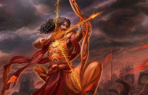 A birth in the haste of youth, Karna had to bear the runt of his birth throughout his life. A warrior, a faithful friend, and an outcast Karna's life was Great Warriors, The Mahabharata, Vedic Art, Hinduism Art, Unsung Hero, Lord Shiva Painting, God Pictures, God Art, God Illustrations